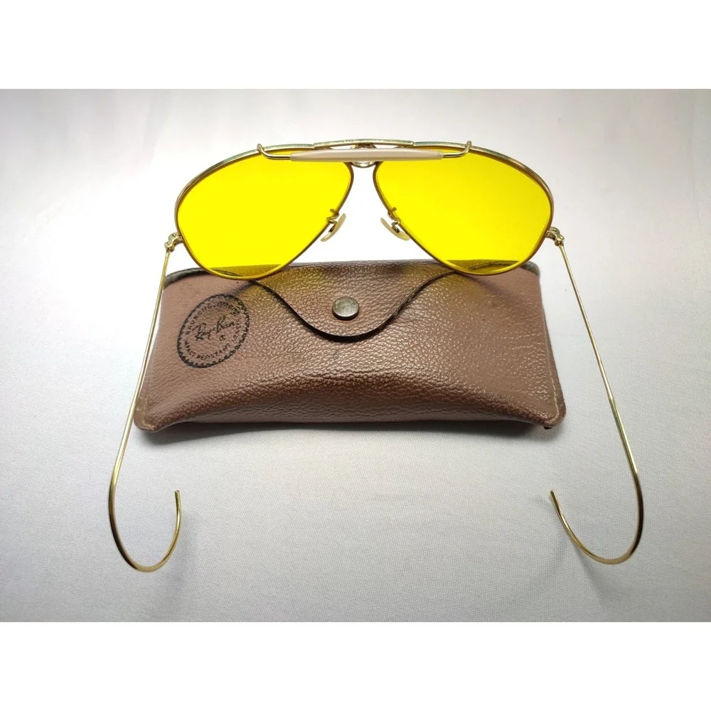 Vintage Ray-Ban B&L Shooter Aviator 12K GF Yellow Kalichrome Lenses USA